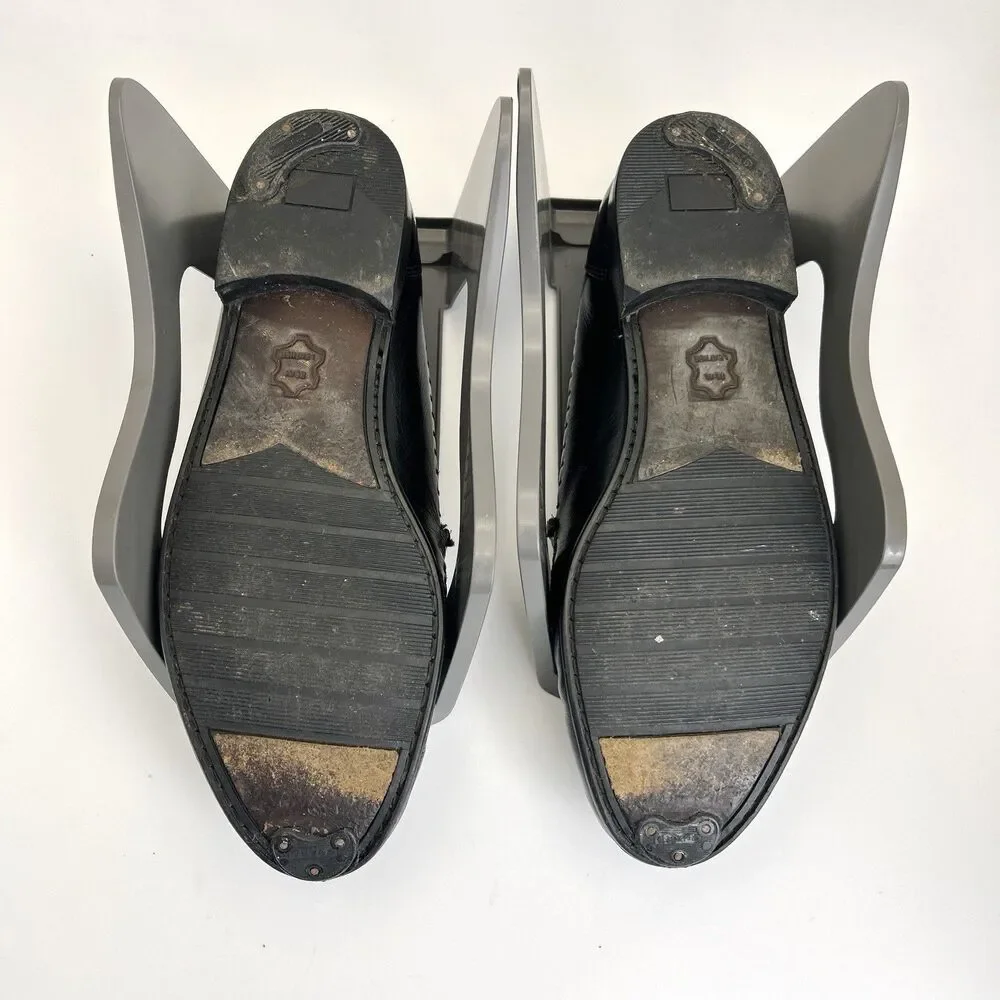 VOLARE by Carlo Leoni Bit Loafers Mens Sz 10.5 Black Leather Made Italy VTG 70s